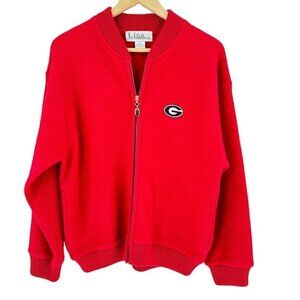 Georgia Bulldogs Coat Vintage Red 100% Wool Full Zip Pockets Game Day Women's LG